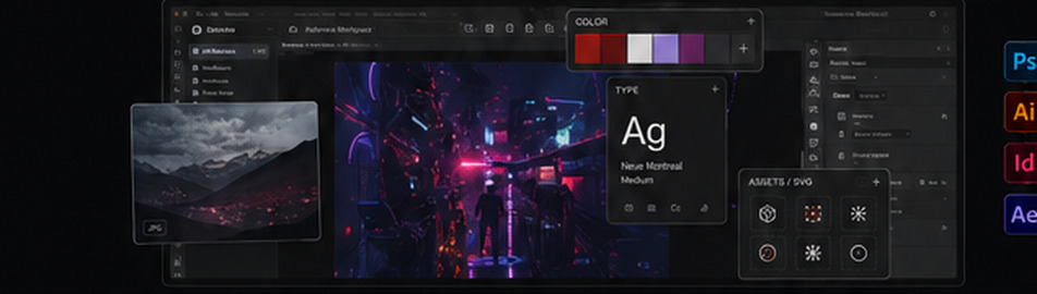 Reference panels above creative software