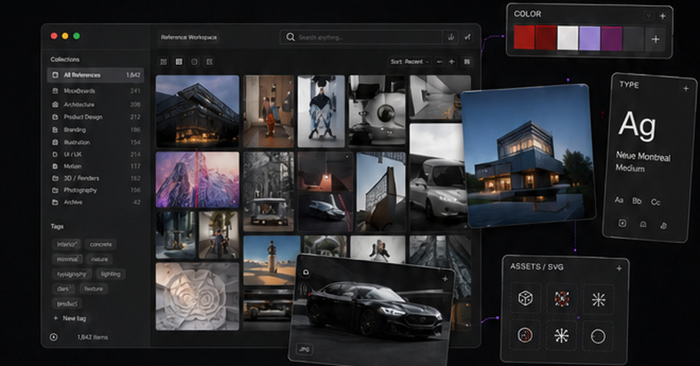 Reference workspace interface and floating panels