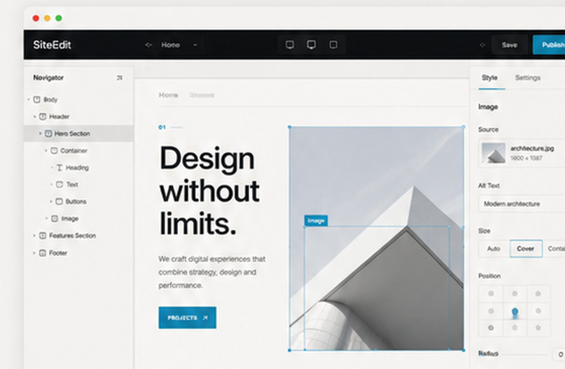 SiteEdit editor interface
