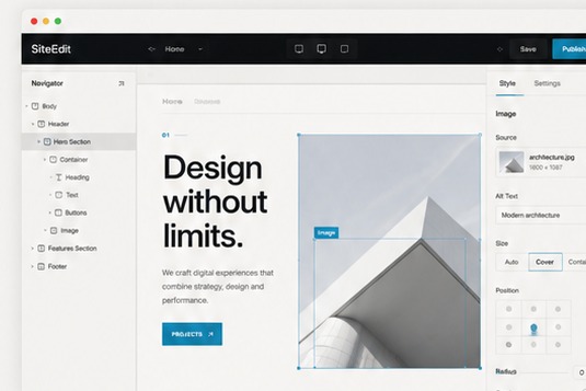 SiteEdit visual website editor interface